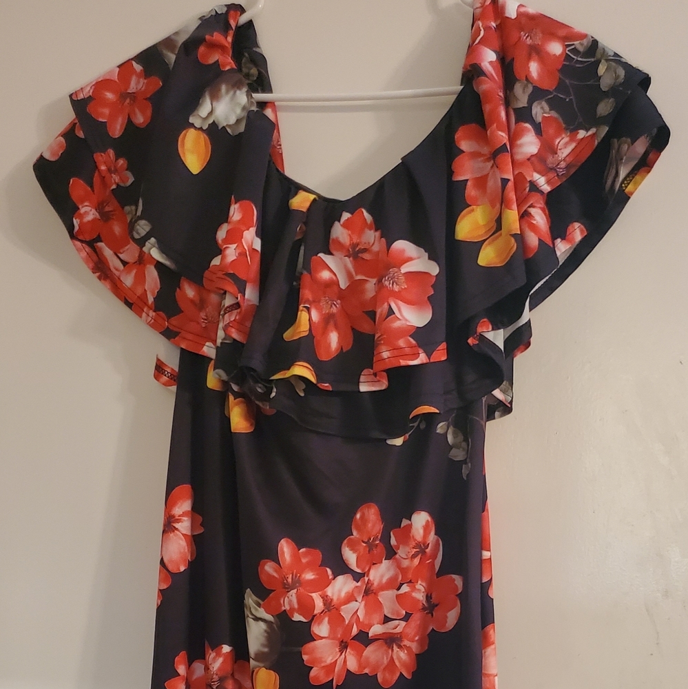 Black and red floral dress
